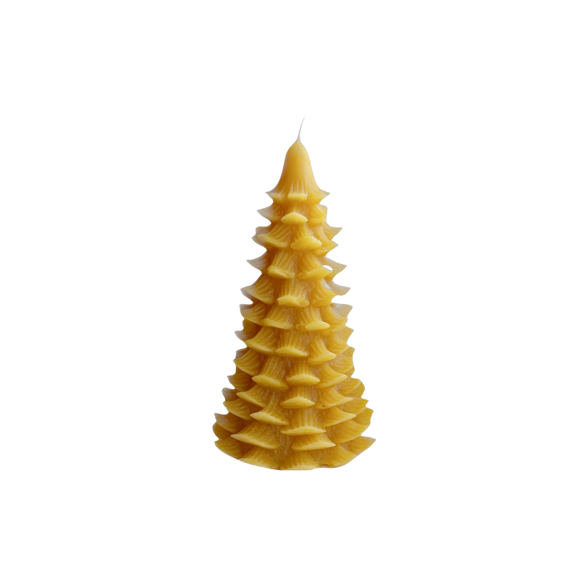 Beeswax candle shaped like a christmas tree.